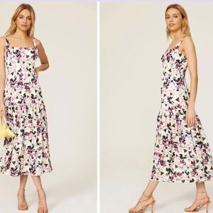 NEW Aidan Mattox Floral Tiered Satin Dress Size 10 Garden Summer Wedding Guest